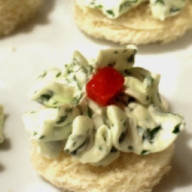 Watercress and cream cheese canape